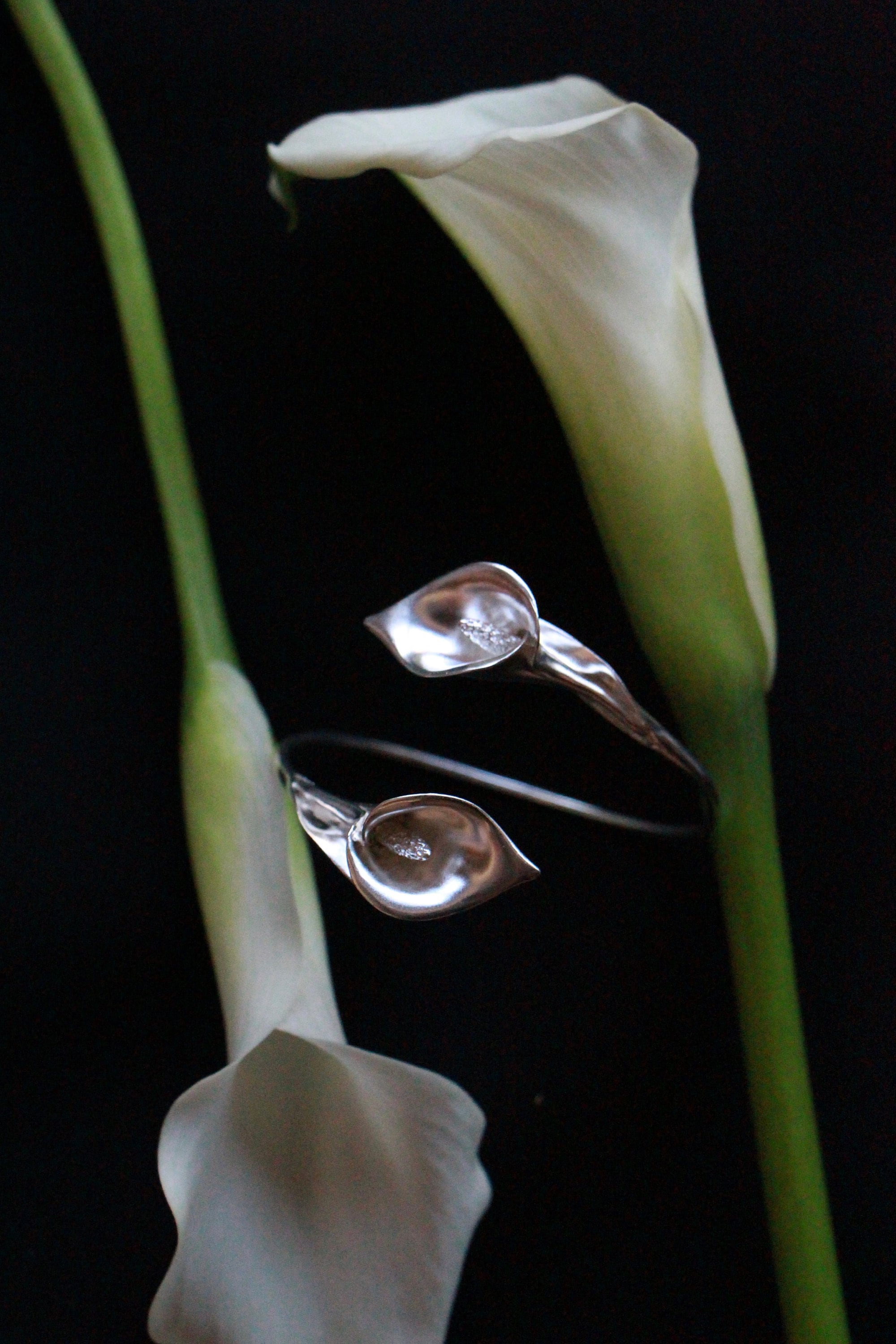 Sterling Silver Calla Lily Bracelet: Floral Bridal Jewelry - Etsy