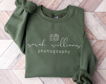 Custom Photographer Sweater, Personalized Photography Name Shirt, Photographer Gift, Photographer Logo Crewneck Sweatshirt, Studio Gifts