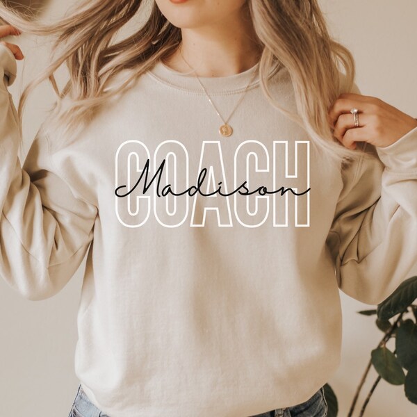 Custom Coach Sweatshirt, Personalized Coach Sweater, Gift for Coach, Football Basketball Cheer Soccer Coach, Custom Name Shirt, Coach Hoodie