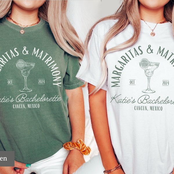 Margaritas and Matrimony Bachelorette Shirts, Custom Location Bachelorette Tees, Final Fiesta Bach Tshirts, Mexico Bachelorette Party