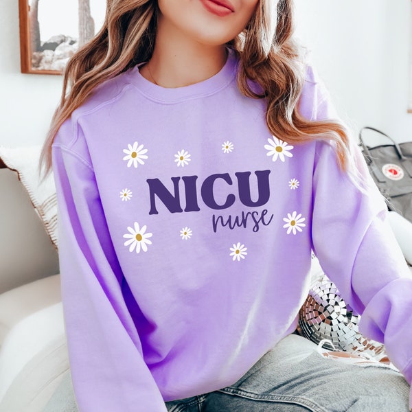 Sweat rétro infirmière USIN, pull infirmière néonatale USI couleurs confort, col rond floral de la semaine des infirmières, cadeau d'appréciation d'infirmière autorisée, école d'infirmières