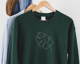 Monstera Sweatshirt, Womens Sweaters, Unisex Crewneck, Gift for Nature Lover, Leaf Pullover, Boho Clothing, Gift for Her