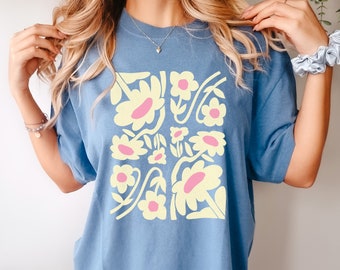 Yellow Daisy Comfort Colors Shirt, Southern Flowers Comfort Colors Tee, Trendy Graphic Clothes, Aesthetic Floral Tshirt