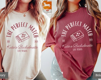 Perfect Match Bachelorette Party Shirts, Custom Bach Club Shirts, A Match Made in Heaven Shirt, Personalized Bridal Party Tees, Bach Merch