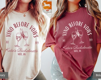 Wine Bachelorette Party, Custom Winery Bachelorette Shirts, Vino Before Vows, Personalized Bach Tees, Vineyard Bachelorette