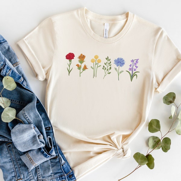 Wildflower LGBTQ Pride Month Shirt, Cute Subtle Pride Tee, Queer Flower Tshirt, LGBT Rainbow T-Shirt