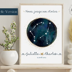 Poster "Couple to the stars" - Constellations - stars - Zodiac - Astrological sign - Family poster - Decoration - Valentine's Day