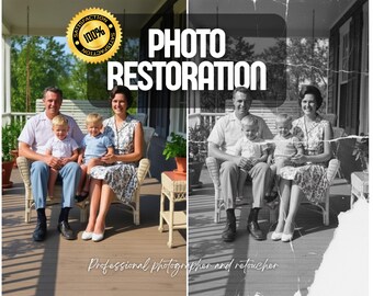Professional Digital Photo Restoration & Colorization (digital file only) - Repair Damaged Old Photos
