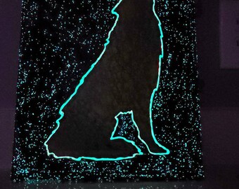 Glow In The Dark Stars & Wolf UV Pour Painting