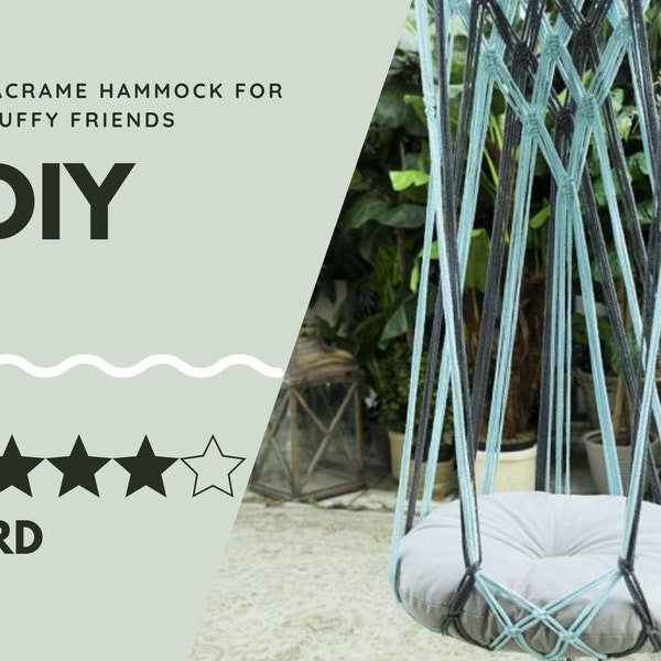 Cat Hammock PDF Pattern, Macrame Cat Bed TUTORIAL