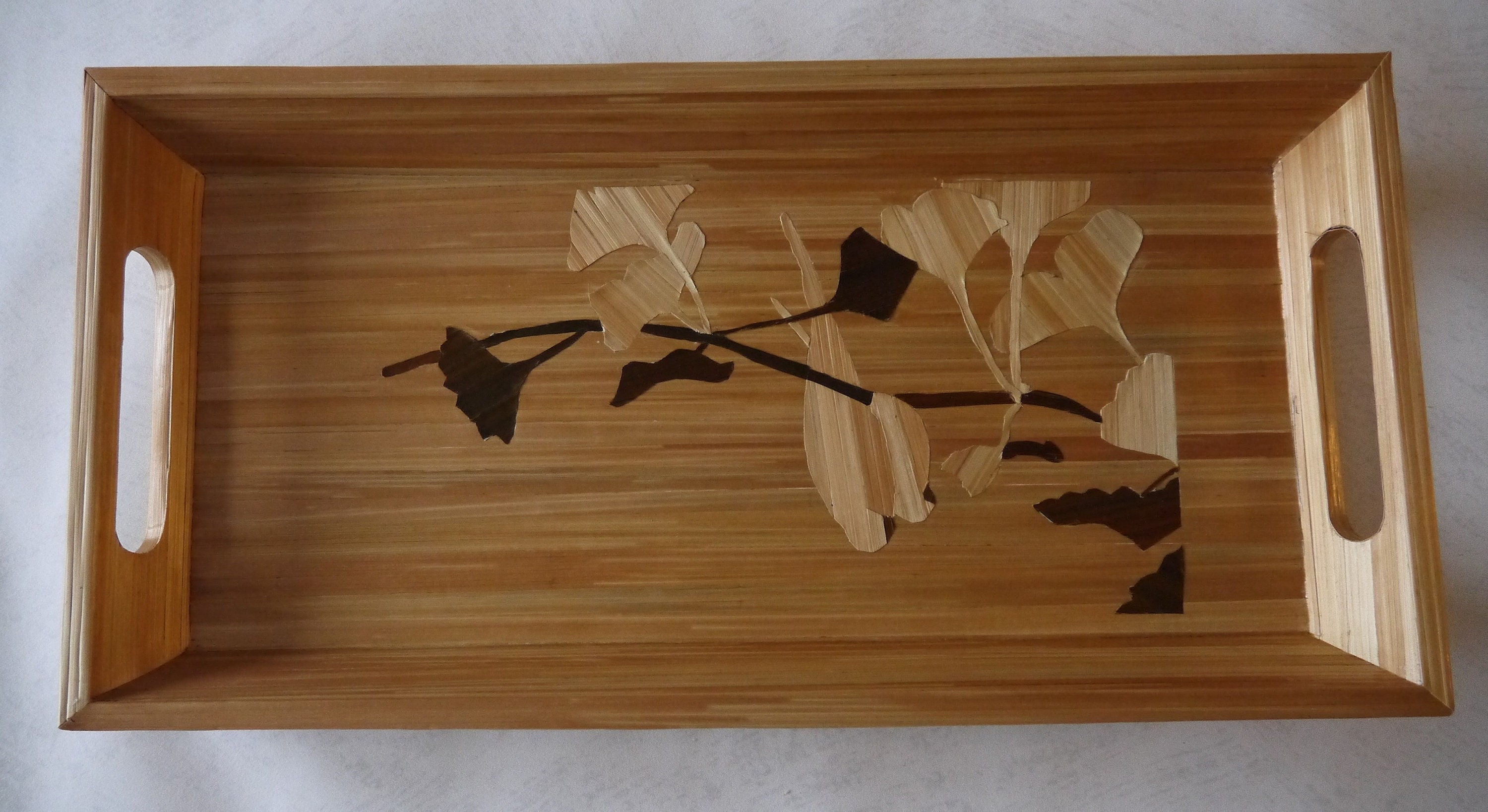 Plateau de Présentation Dans Le Goût d'emile Galle Gingko et Oiseaux