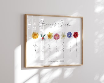 Custom Grandmas Garden Print - Birth Month Flower - Mother’s Day Gift - Personalised Gift For Mum