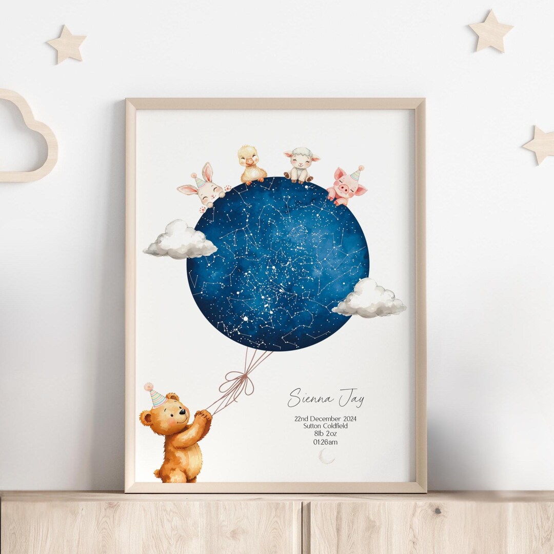 Custom Star Map | Gift for New Baby | Birthday Star Print | the Night ...