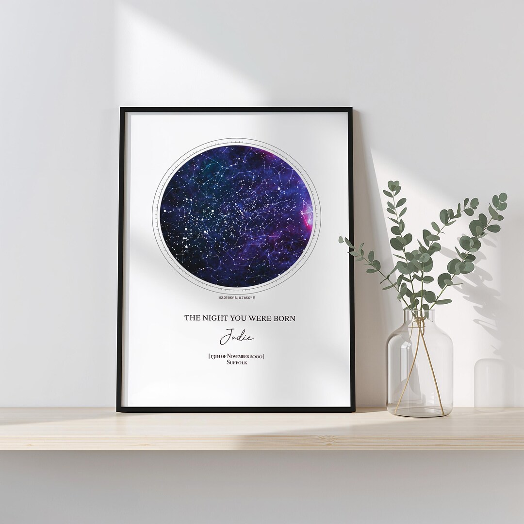 Custom Star Map Print | Night You Were Born Wall Art | Personalised ...