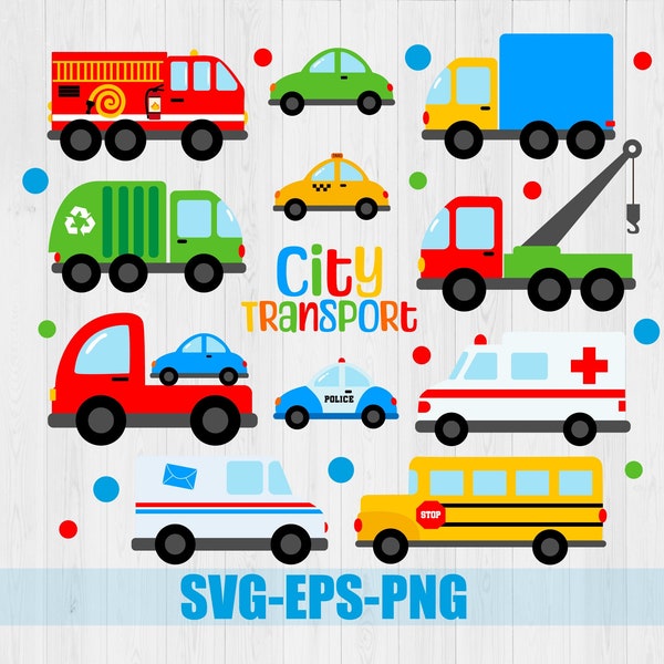 Transport City Transport PNG SVG Transport mignon SVG Clipart Truck png Téléchargement numérique Utilisation personnelle et commerciale