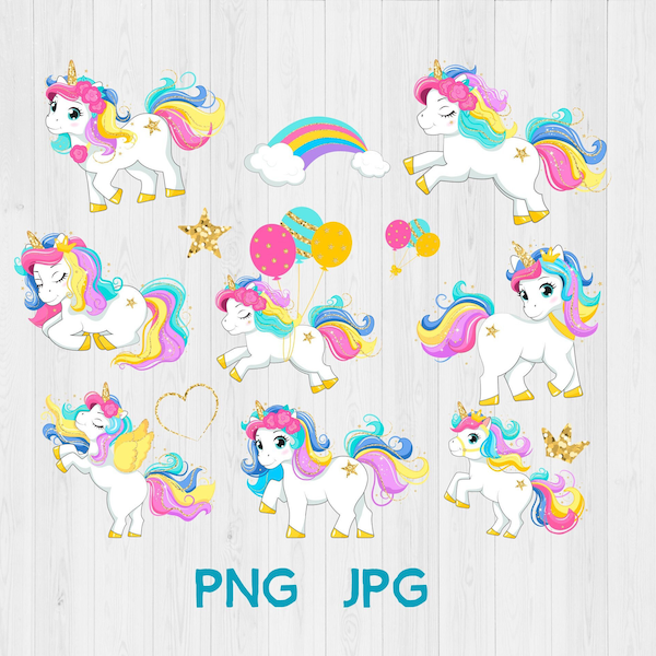 Birthday Unicorn PNG, Unicorn Head, Unicorn Face, Sparkle Unicorn, Glitter Unicorn, Personal & Commercial Use, instant download, PNG JPG