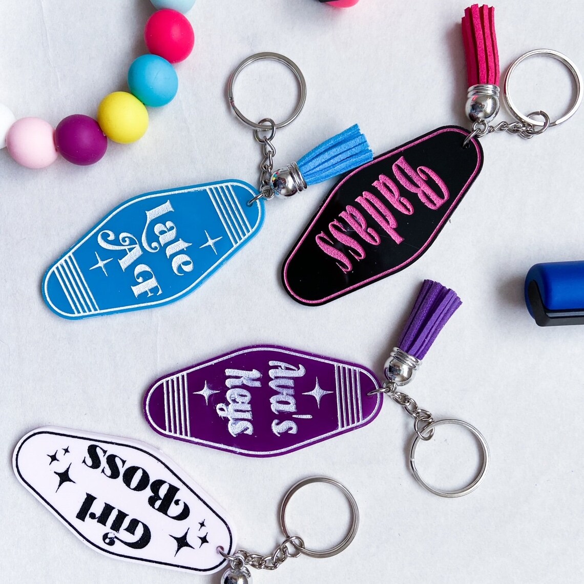 Retro Inspired Motel Keychains Custom Laser Engraved Handmade Etsy