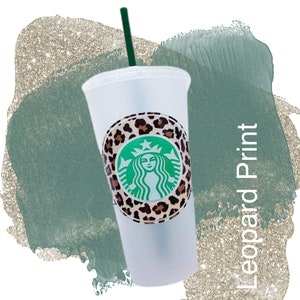 Starbucks Cold Cup with Leopard Print Ring Starbucks Cold Cup   Leopard Ring Around Logo Starbucks Tumbler Spring Spring 2024