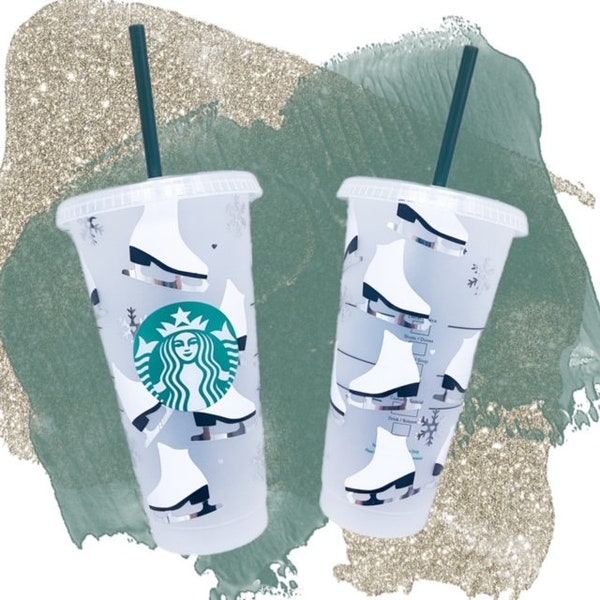 Starbucks Figure Skating Cold Cup with Straw or Hot Cup  with Ice Skates and Name Option Winter Spring 2024