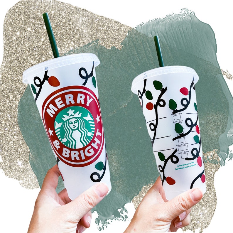 Christmas Holiday Lights Starbucks Stocking Reusable Cold Cup With Lid