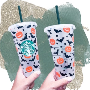 Starbucks  Cold Cup with Straw Ghost Print Starbucks Cold Cup   with Holographic  Wrap Starbucks Tumbler  Cup Spring 2024