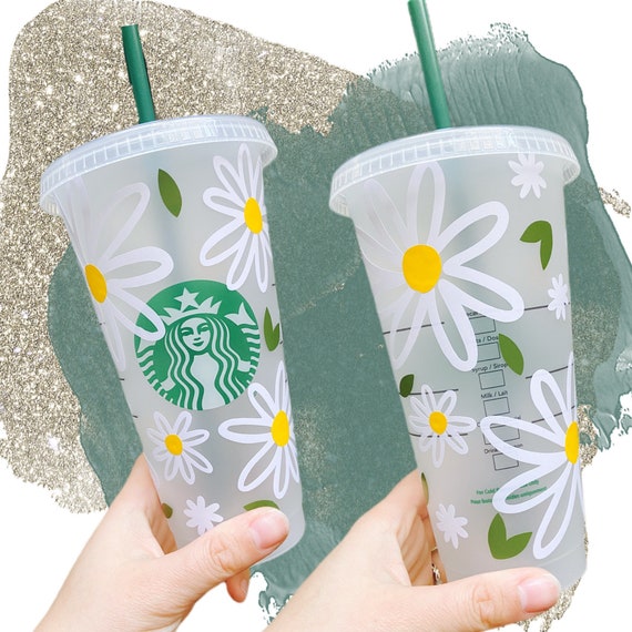 Daisy Tumbler With Straw Cold Drink Tumbler Cup Personalized Acrylic Tumbler  Cute Gift for Teacher Traveler With Cute Design 