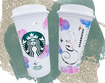 Starbucks Hot Cup with clouds Starbucks Hot Cup   Winter  with Option & clouds Starbucks Tumbler Winter Cup Spring 2024