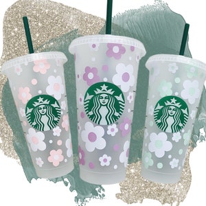 Starbucks Cold Cup with Straw Retro Daisy Starbucks Cold Cup  2023 with Pastel Wrap Starbucks Spring 2024