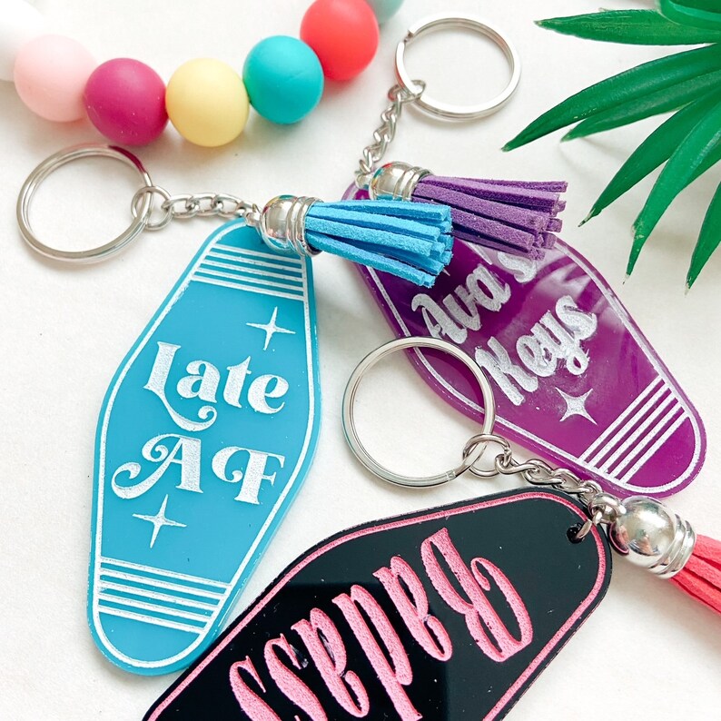 Retro Inspired Motel Keychains Custom Laser Engraved Handmade Etsy