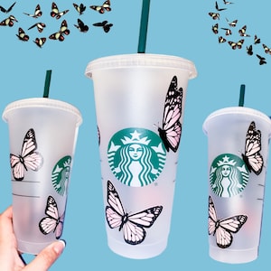 Starbucks Butterfly Cold Cup with Straw or Hot Cup Reusable  Personalized With Name Option   Holiday  Tumbler Spring 2024