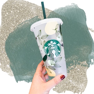 Starbucks Cold Cup with Straw Leaf Starbucks Cold Cup   with Pastel Wrap Starbucks Tumbler Spring 2024