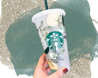 Starbucks Cold Cup with Straw Leaf Starbucks Cold Cup   with Pastel Wrap Starbucks Tumbler Spring 2024