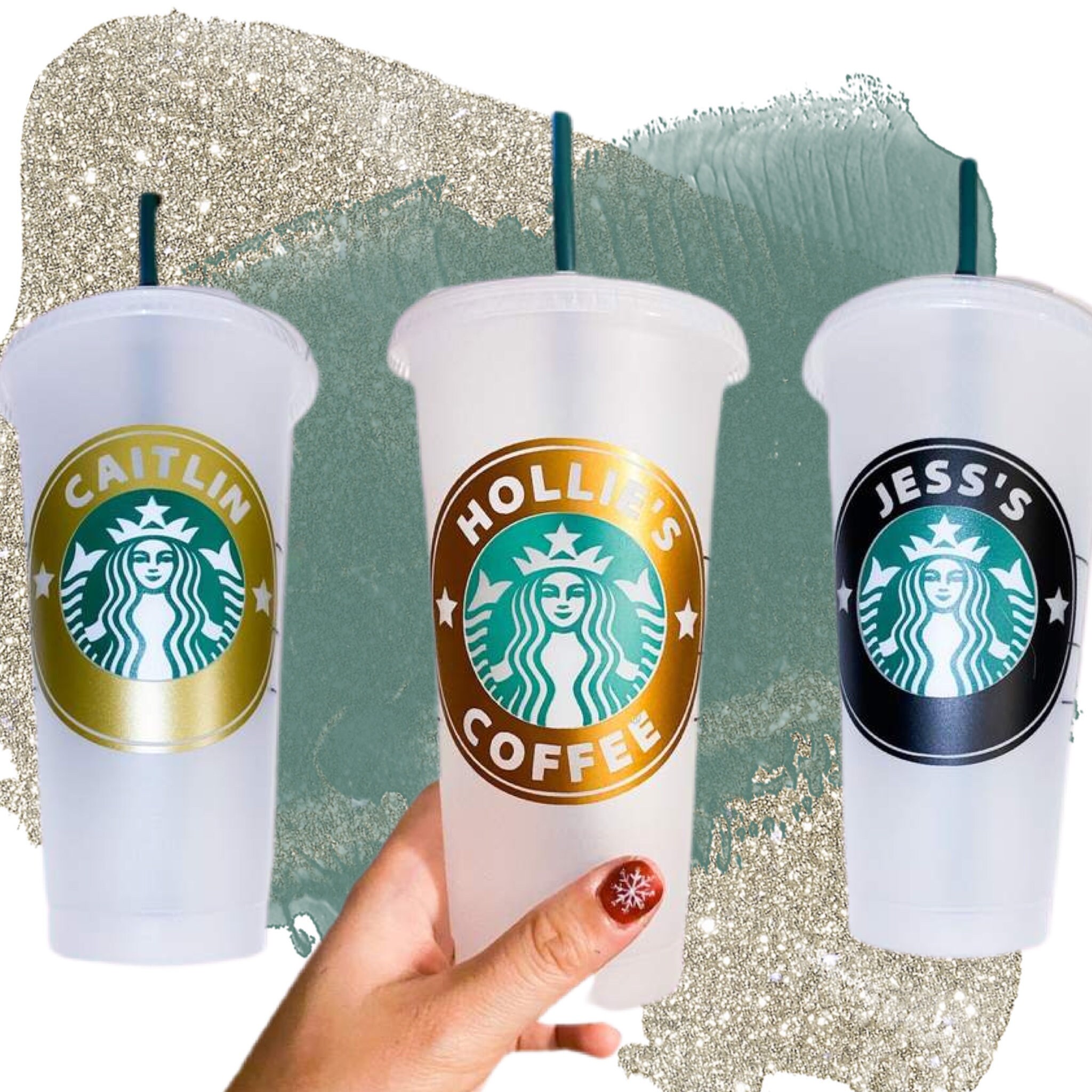 Personalized Starbucks 16 or 24 oz Reusable Cold Cup with Custom Vinyl Name  Decal