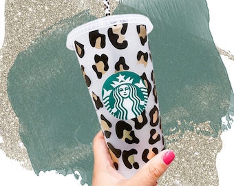 Christmas Starbucks Cold Cup or Hot Cup with Leopard Cold Cup Straw & Leopard Wrap Starbucks Tumbler Cup  2024