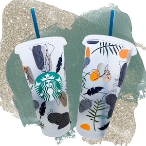 Starbucks Cold Cup with Straw Elephant Starbucks Cold Cup    with Leaves Wrap Starbucks Tumbler with Name  Emerald Spring 2024