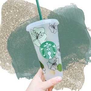 Starbucks Boho Floral Cold Cup with Straw or Hot Cup with Lid and Personalized Name.   Holiday Spring 2024