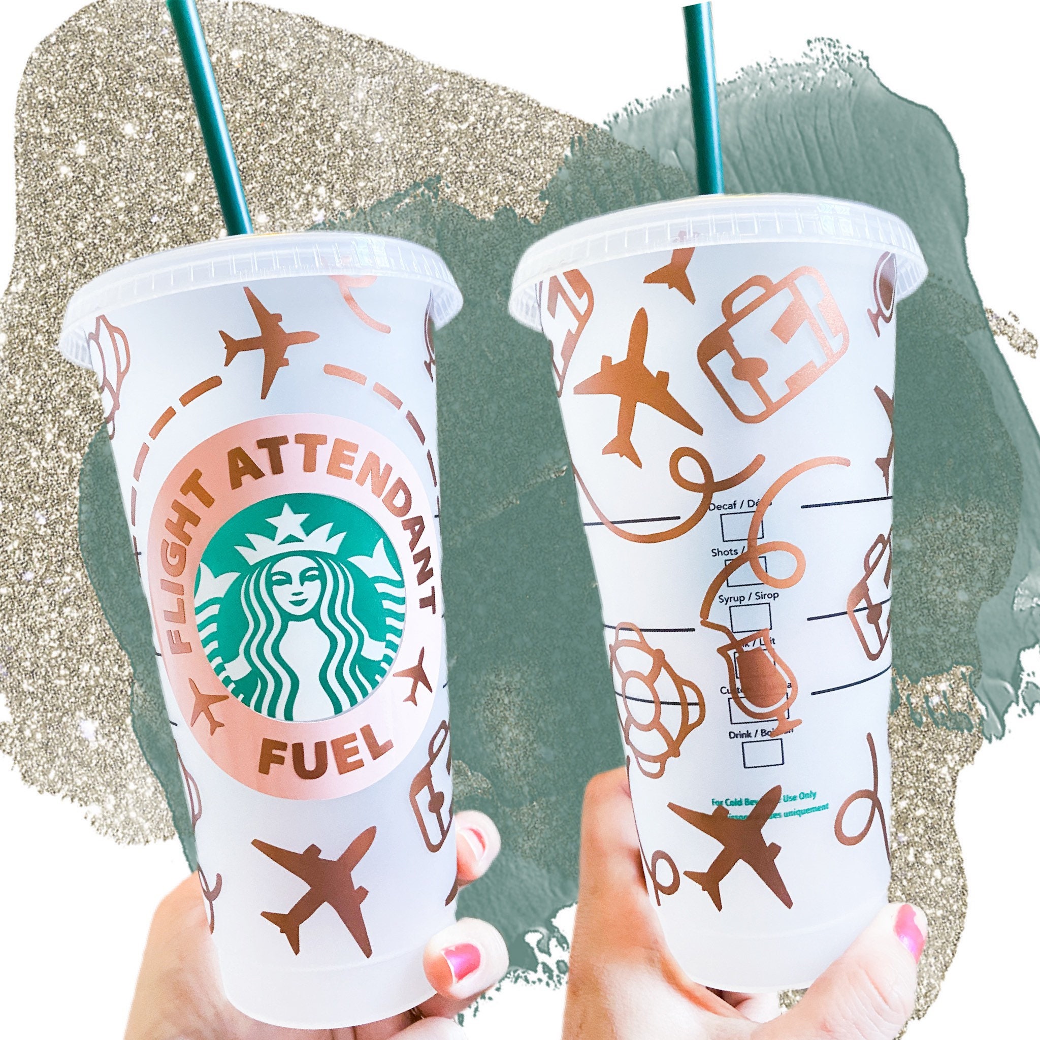 Starbucks Flight Attendant Cold Cup With Straw or Hot Cup 
