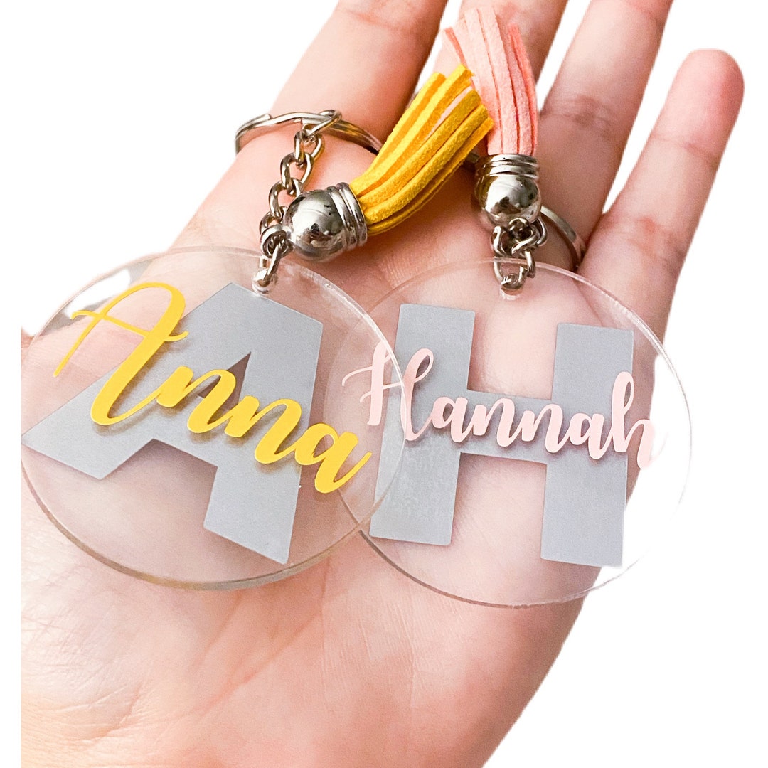 Personalised Keyring Keychain With Name & Tassel Acrylic Custom Keyring