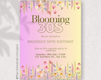 30th Birthday Invitation Template, Girls Night Birthday Invite, Editable Party Invitation, Thirty Drinks Invite, Printable Digital Download