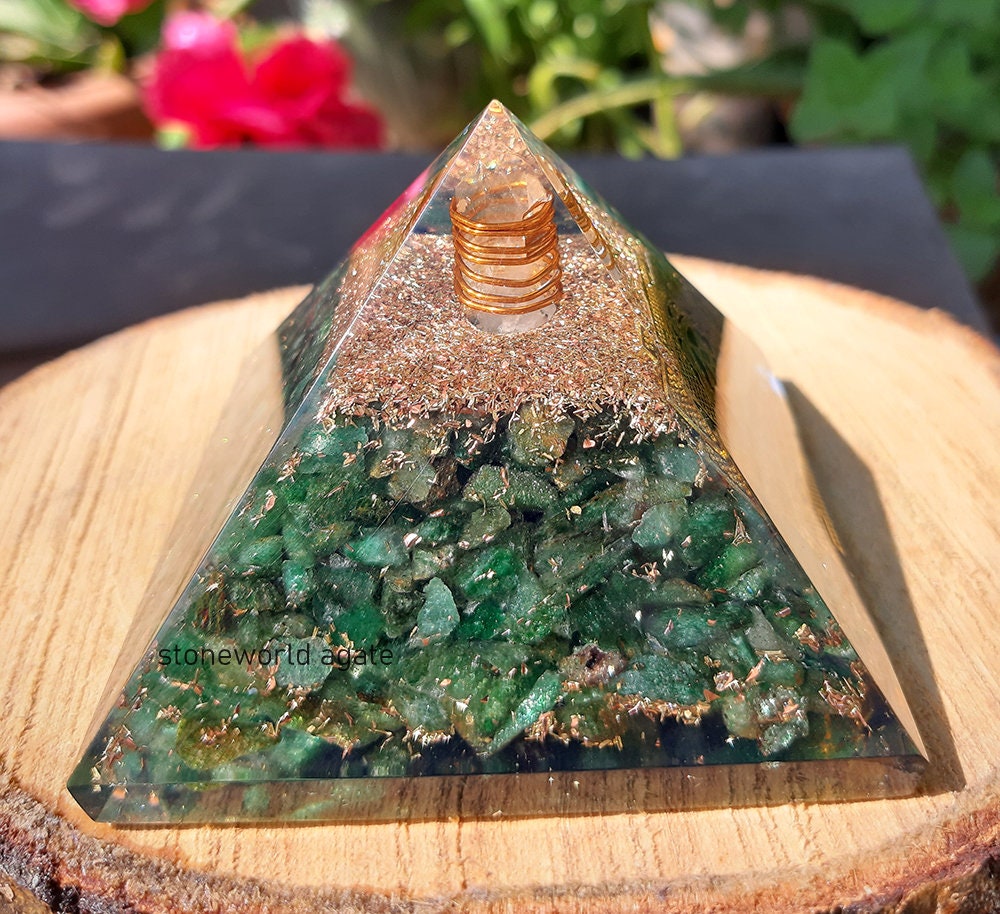 Green Aventurine Orgone Pyramid Orgonite Pyramid Crystal Etsy
