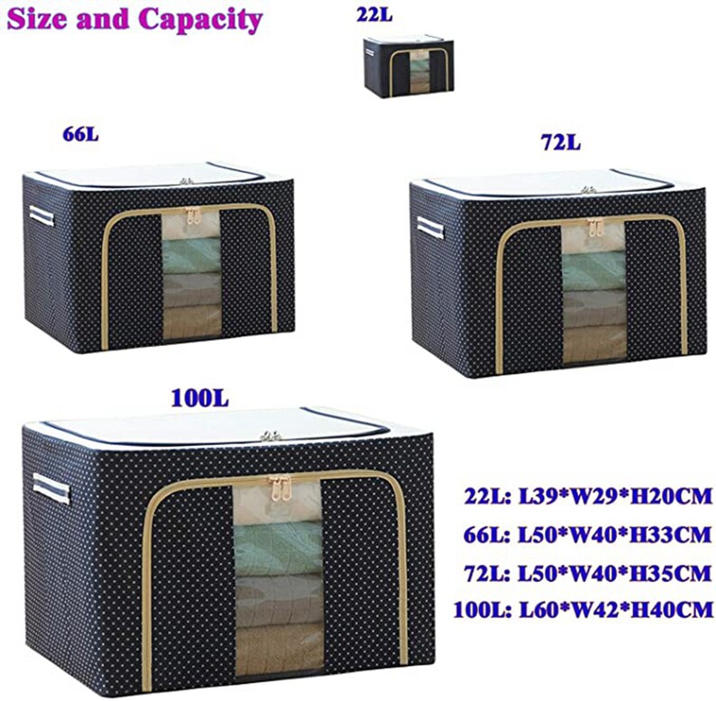 Steel Frame Storage Box Oxford Cloth Quilt Storage Folding Etsy