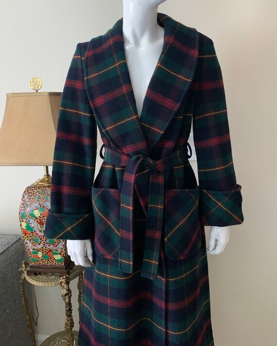 Pendleton Wool Belted Plaid Coat Vintage Sz Small
