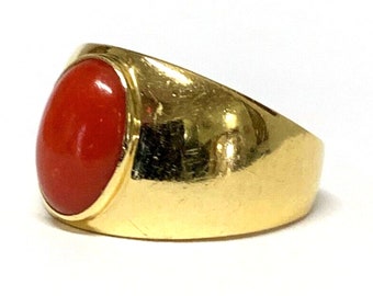 Vintage Handmade 5.35 Carat Coral Ladies Ring,925 Sterling Silver,Handmade Christmas Gift