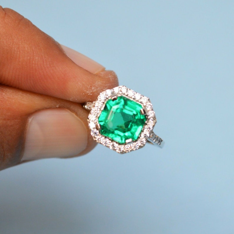 5.25 Ct EmeraldZircon Engagement Ring 925 Sterling Silver Natural Certified Christmas Gift