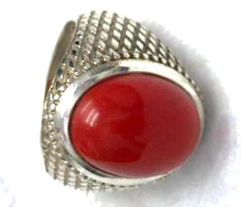 12x16 mm Natural Red Coral Unisex Ring Red Coral Ring Handmade 925 Sterling Silver 5.65 Ct Gift for All.
