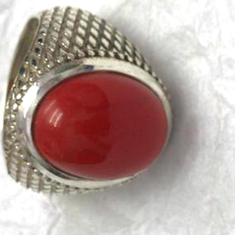 12x16 mm Natural Red Coral Unisex Ring Red Coral Ring Handmade 925 Sterling Silver 5.65 Ct Gift for All.