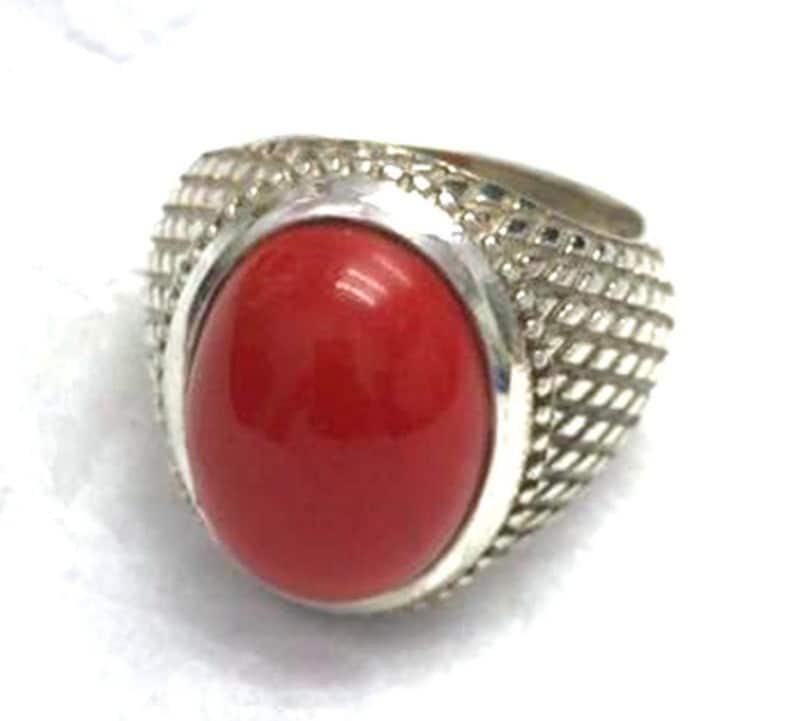 12x16 mm Natural Red Coral Unisex Ring Red Coral Ring Handmade 925 Sterling Silver 5.65 Ct Gift for All.