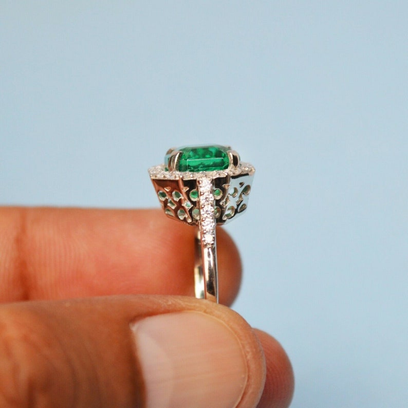 5.25 Ct EmeraldZircon Engagement Ring 925 Sterling Silver Natural Certified Christmas Gift