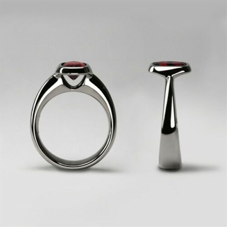 925 Sterling Silver Simple Ring 4.30 Carat Garnet Rectangle Natural Gemstone Handmade Ring Natural GarnetGomed.,Valentine Day Gift.