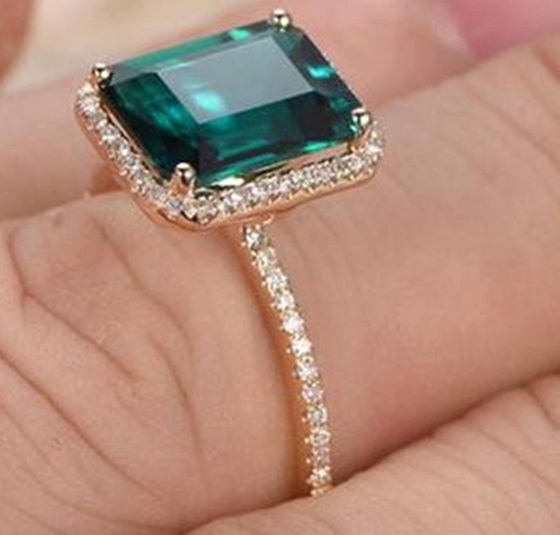 6 Ct. Natural Emerald Cubic Zircon Women/Girls Ring Etsy